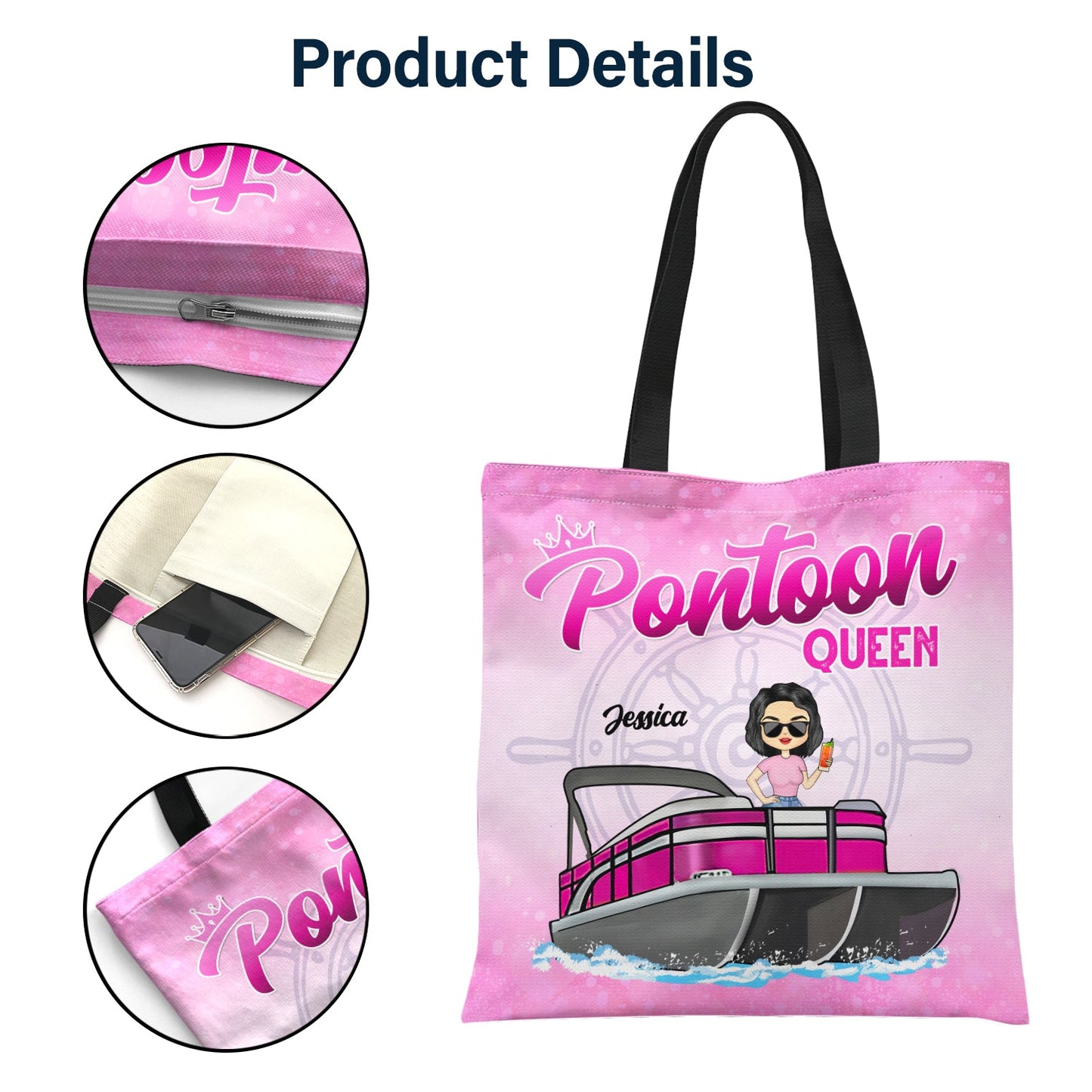 Never Dreamed I'd Grow Up To Be A Super Sexy Pontoon Queen - Traveling, Cruising Gift For Pontooning Lovers, Lake Lovers, Travelers, Women - Personalized Custom Zippered Canvas Bag