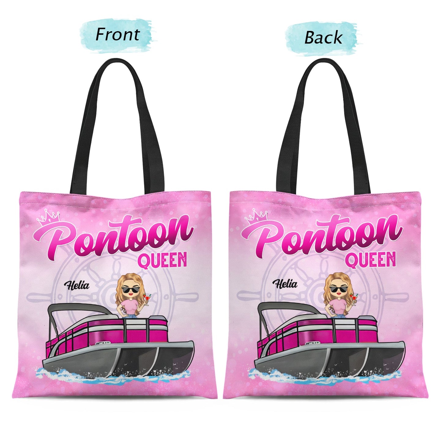 Boating Pontoon Queen - Traveling, Cruising Gift For Pontooning Lovers, Lake Lovers, Travelers, Women - Personalized Custom Zippered Canvas Bag