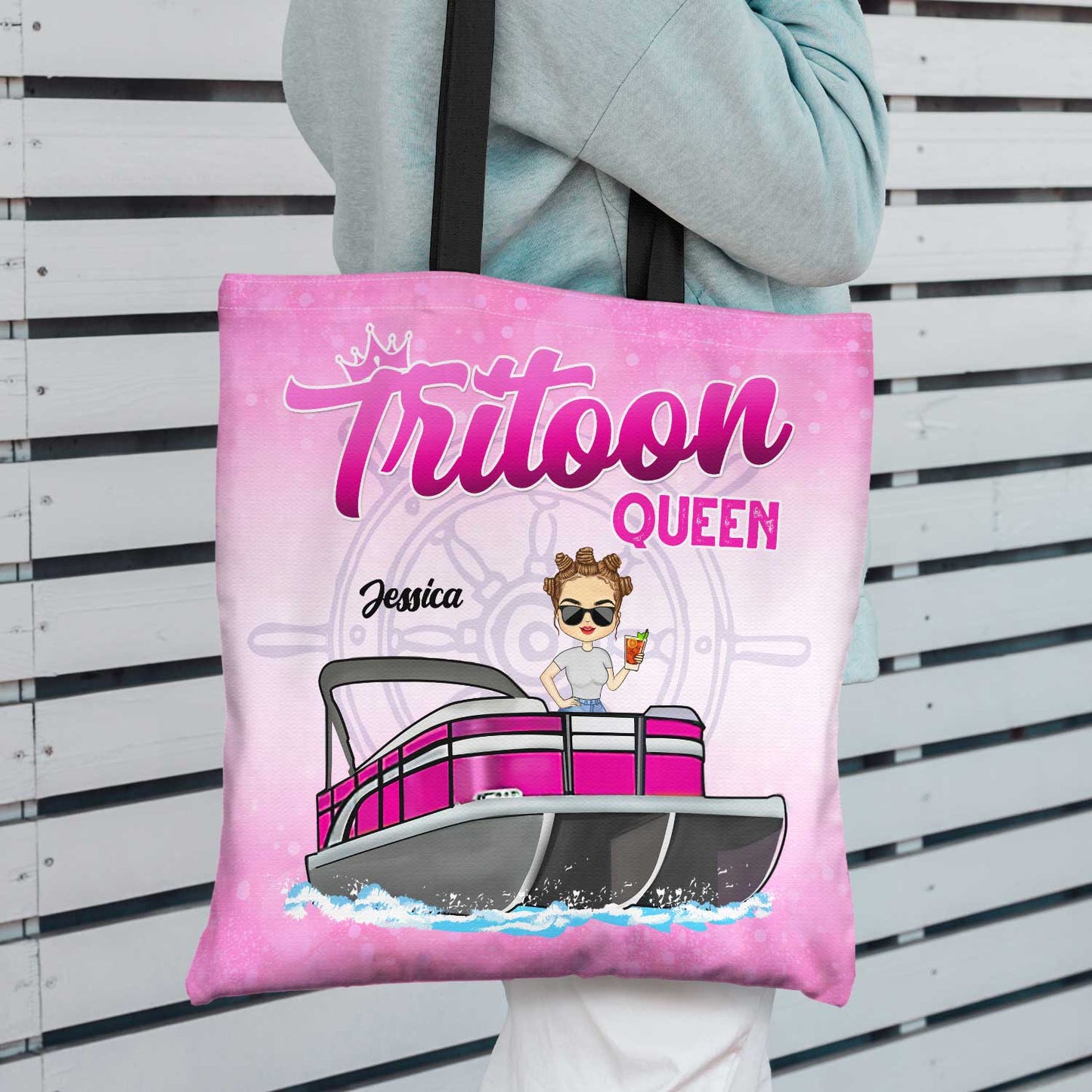 Boating Pontoon Queen - Traveling, Cruising Gift For Pontooning Lovers, Lake Lovers, Travelers, Women - Personalized Custom Zippered Canvas Bag