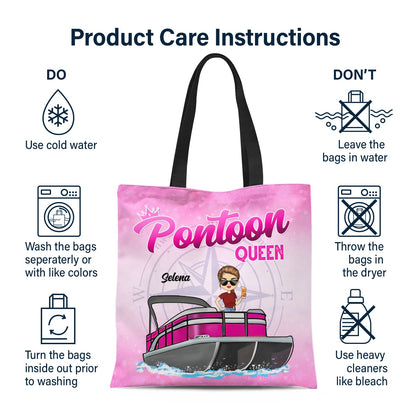 Boating Pontoon Queen - Traveling, Cruising Gift For Pontooning Lovers, Lake Lovers, Travelers, Women - Personalized Custom Zippered Canvas Bag