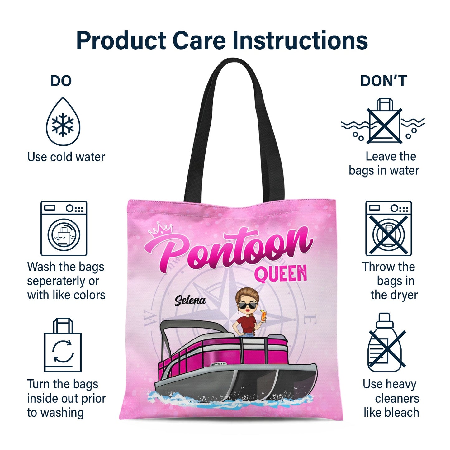 Boating Pontoon Queen - Traveling, Cruising Gift For Pontooning Lovers, Lake Lovers, Travelers, Women - Personalized Custom Zippered Canvas Bag