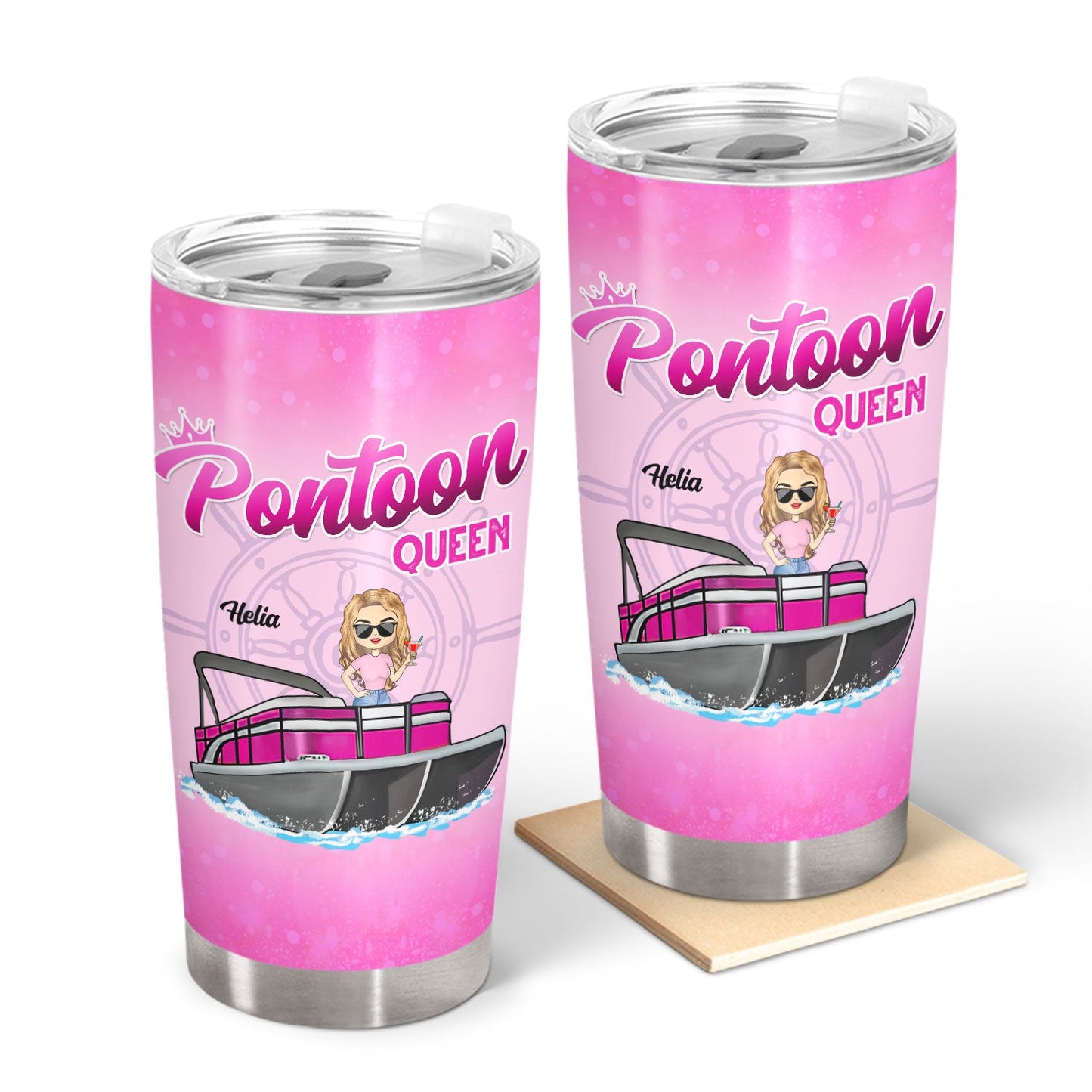Boating Pontoon Queen - Traveling, Cruising Gift For Pontooning Lovers, Lake Lovers, Travelers, Women - Personalized Custom Tumbler