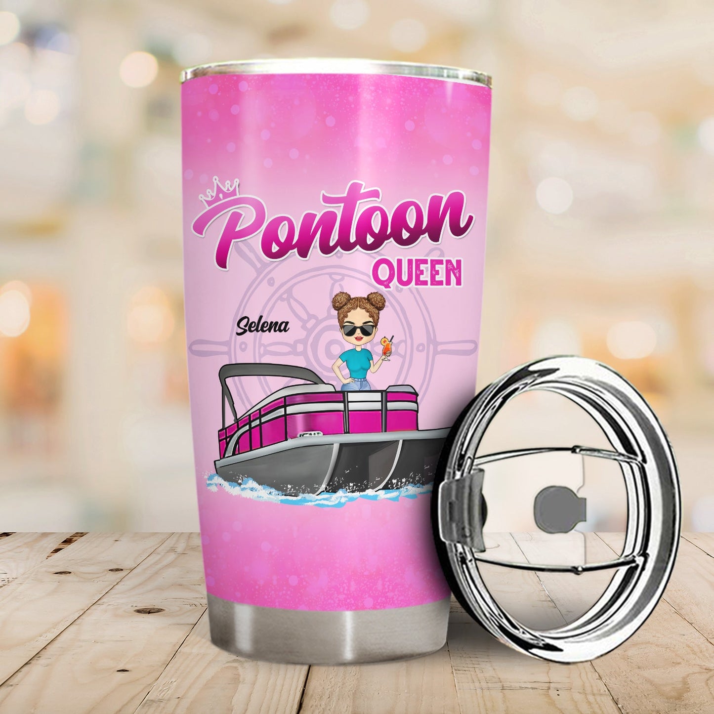 Boating Pontoon Queen - Traveling, Cruising Gift For Pontooning Lovers, Lake Lovers, Travelers, Women - Personalized Custom Tumbler