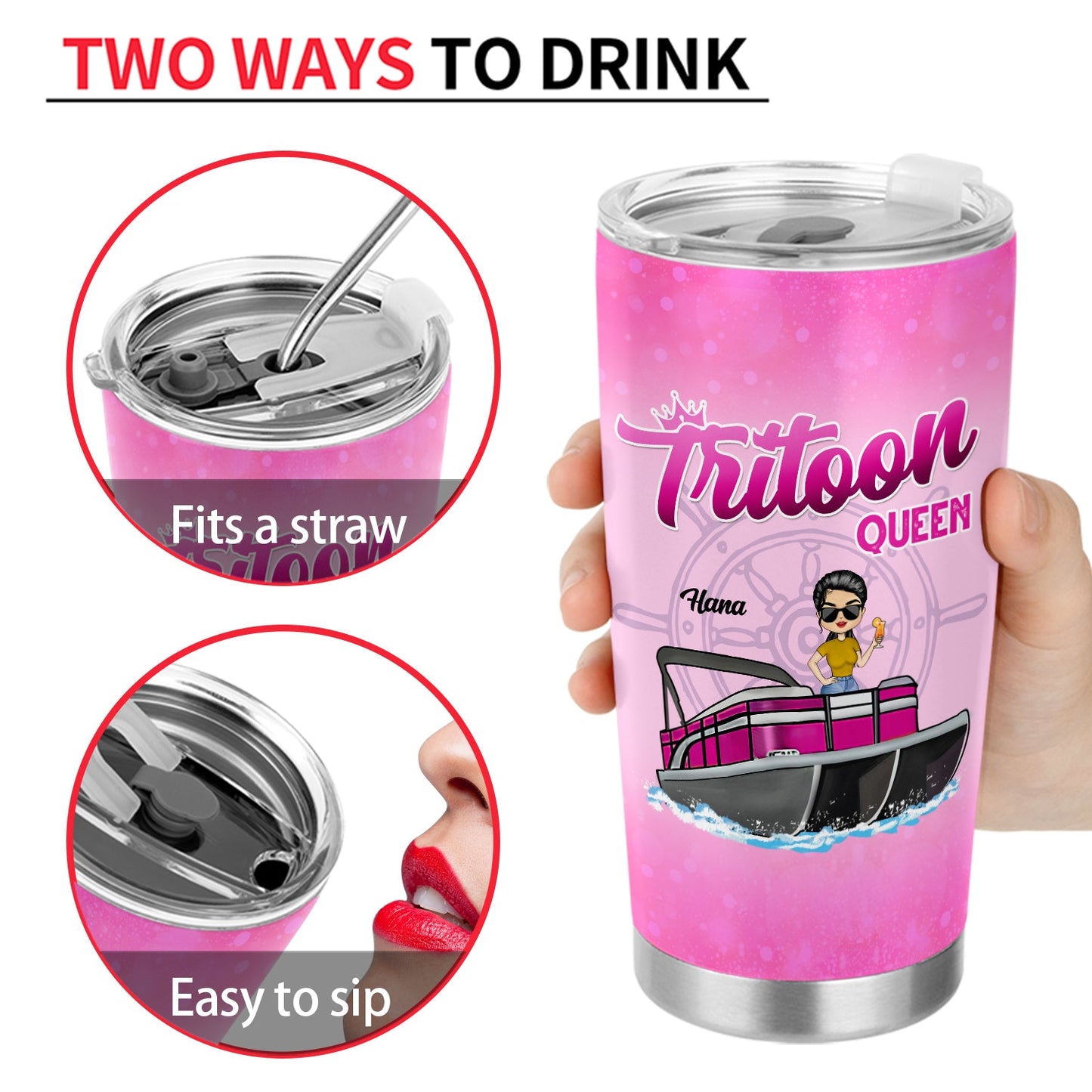 Boating Pontoon Queen - Traveling, Cruising Gift For Pontooning Lovers, Lake Lovers, Travelers, Women - Personalized Custom Tumbler