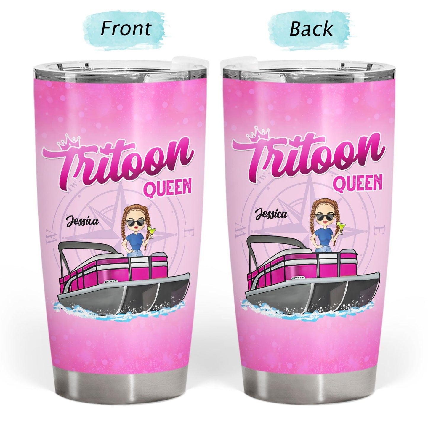 Boating Pontoon Queen - Traveling, Cruising Gift For Pontooning Lovers, Lake Lovers, Travelers, Women - Personalized Custom Tumbler