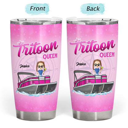 Boating Pontoon Queen - Traveling, Cruising Gift For Pontooning Lovers, Lake Lovers, Travelers, Women - Personalized Custom Tumbler