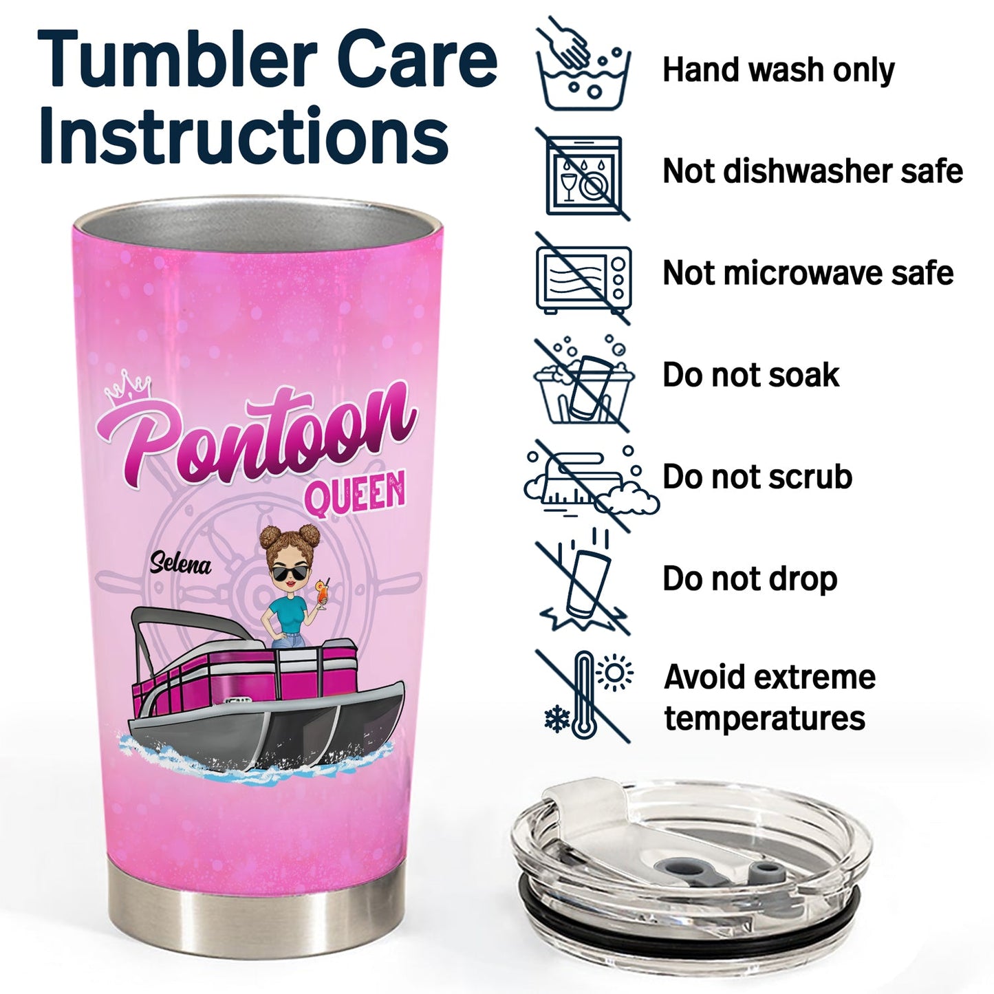 Boating Pontoon Queen - Traveling, Cruising Gift For Pontooning Lovers, Lake Lovers, Travelers, Women - Personalized Custom Tumbler