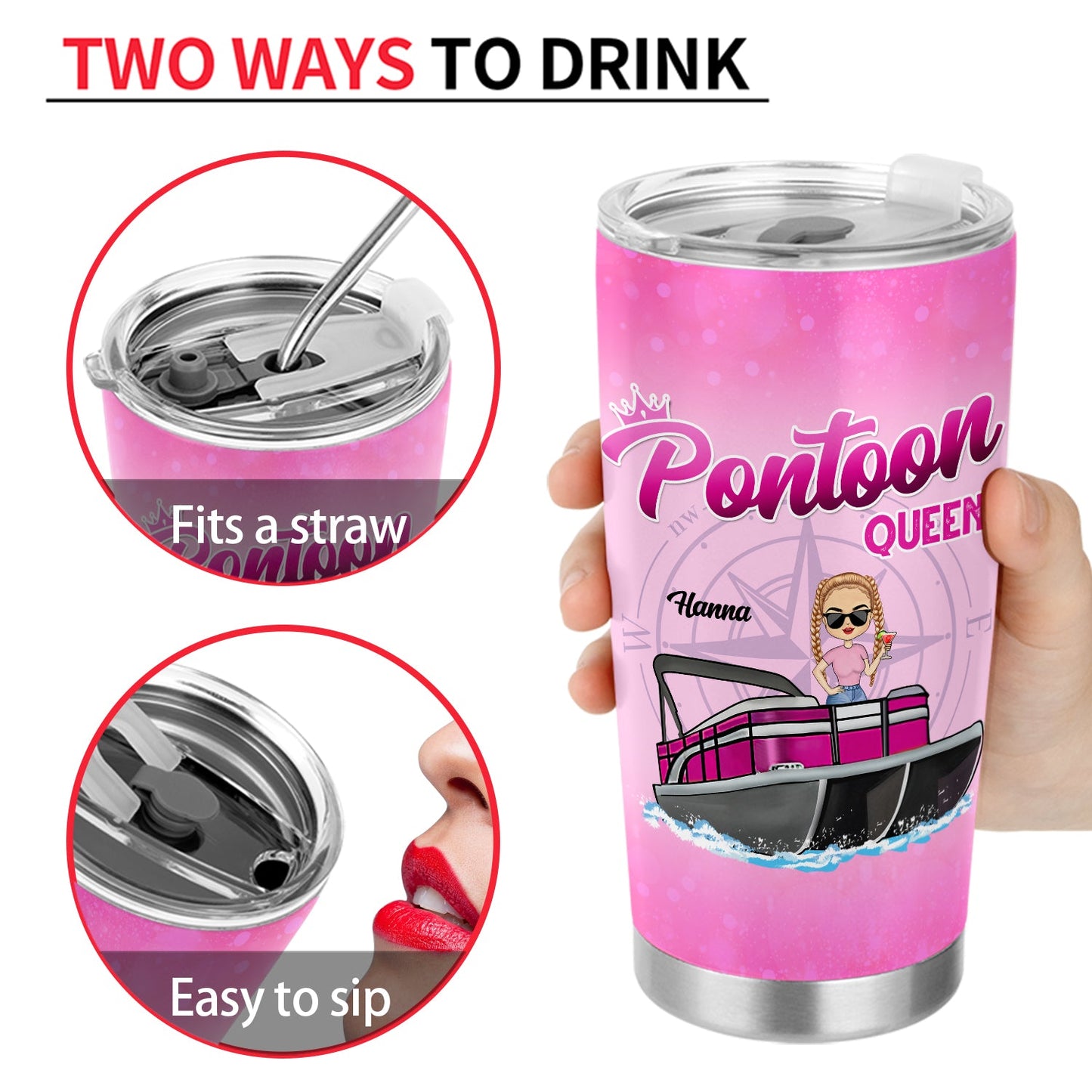 Never Dreamed I'd Grow Up To Be A Super Sexy Pontoon Queen - Gift For Lake Lovers, Pontooning Lovers, Travelers, Women - Personalized Custom Tumbler