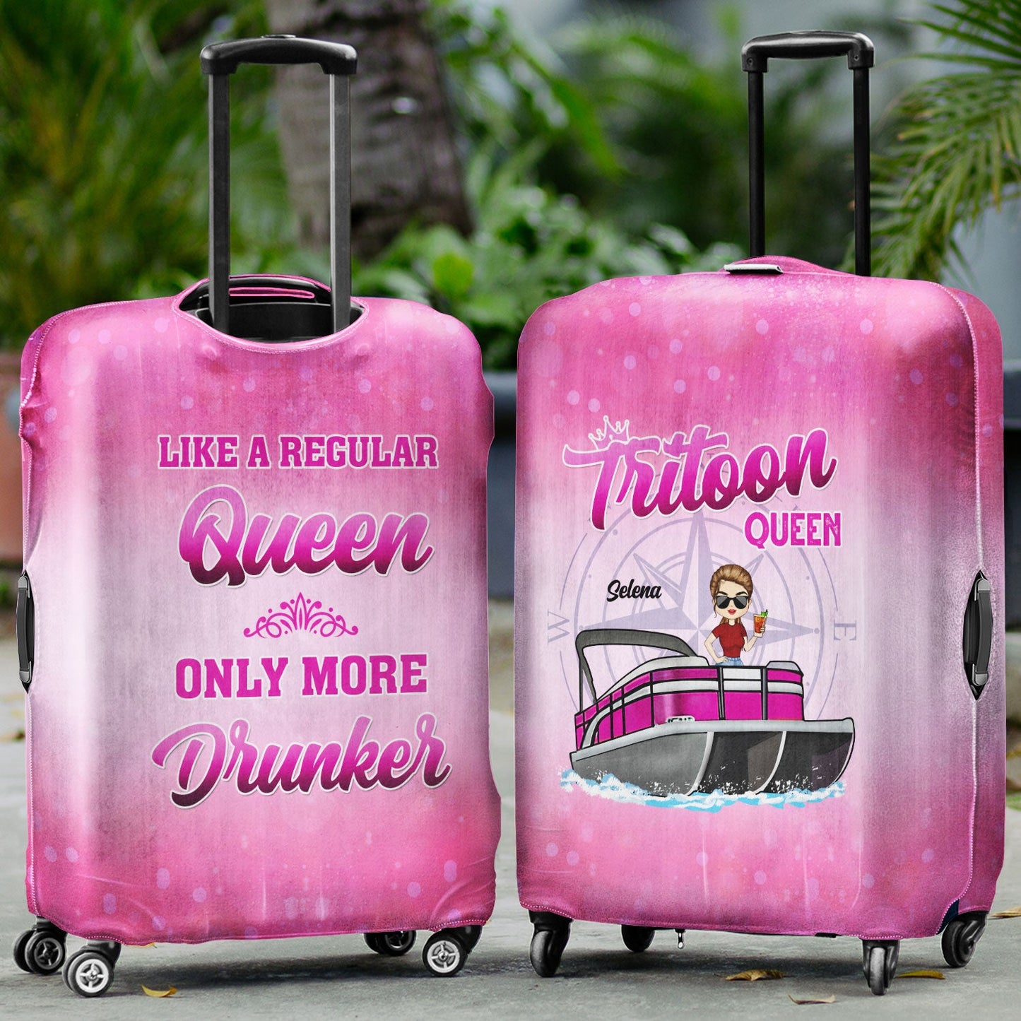 Never Dreamed I'd Grow Up To Be A Super Sexy Pontoon Queen - Traveling, Cruising Gift For Pontooning Lovers, Lake Lovers, Travelers, Women - Personalized Custom Luggage Cover