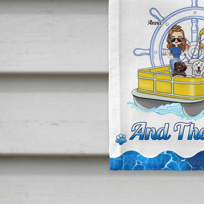 Pontoon Couple You & Me And The Dogs - Home Decor, Backyard Decor, Lake House Decor, Gift For Husband, Wife, Dog Lovers - Personalized Flag