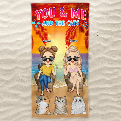 You & Me And The Cats Beach Husband Wife - Summer Gift For Couples, Cat Lovers - Personalized Beach Towel