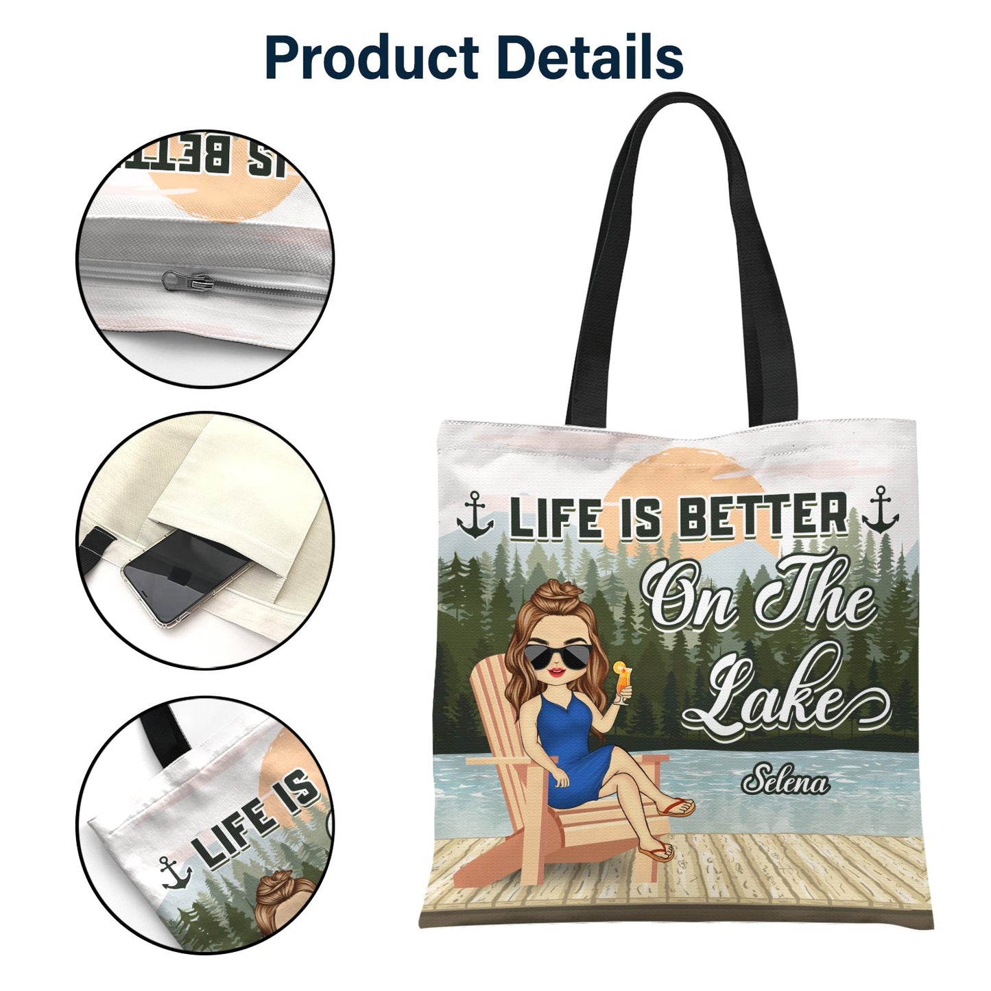 Lake Life Lake Girl Lake Guy - Gift For Lake Lovers - Personalized Zippered Canvas Bag