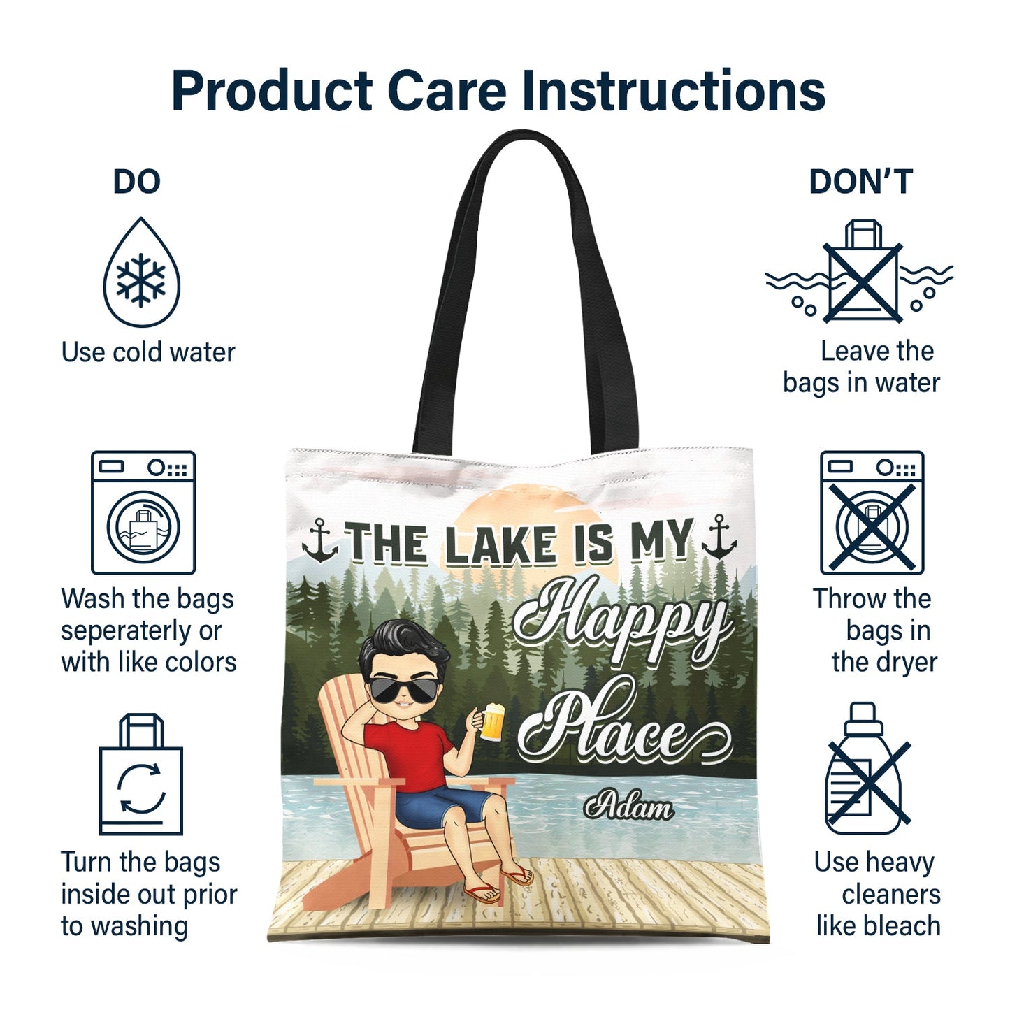 Lake Life Lake Girl Lake Guy - Gift For Lake Lovers - Personalized Zippered Canvas Bag