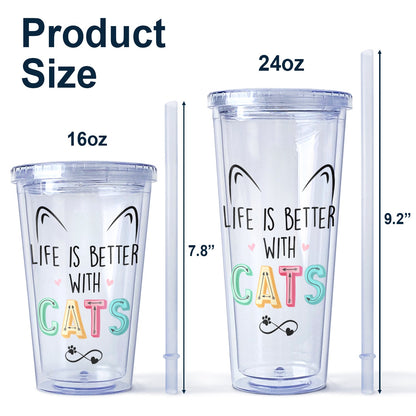 A Girl And Her Cats A Bond That Can't Be Broken - Gift For Cat Lovers - Personalized Acrylic Insulated Tumbler With Straw