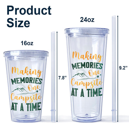 Husband And Wife Camping Partners For Life - Gift For Couples, Husband, Wife, Campers - Personalized Acrylic Insulated Tumbler With Straw