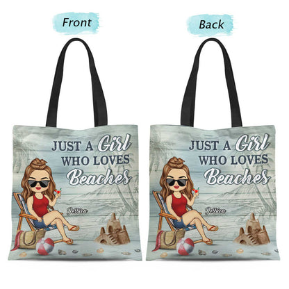 Just A Girl Who Loves Beaches - Gift For Women, Beach Lovers - Personalized Zippered Canvas Bag