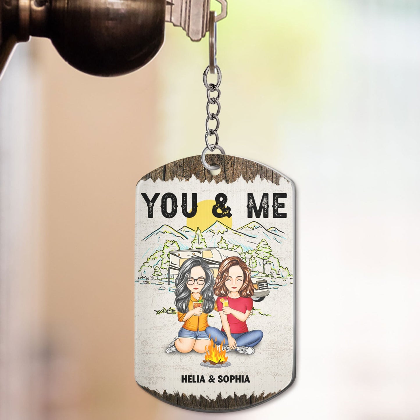 Couple You & Me And The Dogs - Gift For Camping Couples, Husband, Wife, Dog Lovers - Personalized Aluminum Keychain