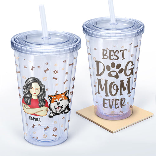 Best Dog Mom Ever - Gift For Dog Lovers - Personalized Acrylic Insulated Tumbler With Straw