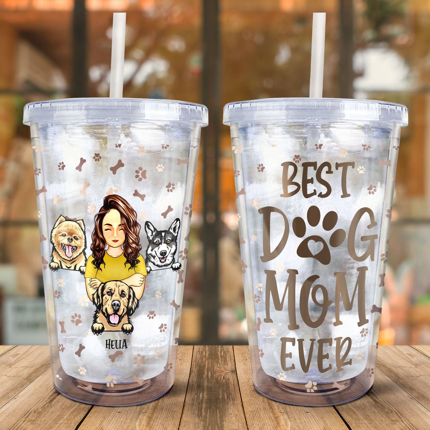 Best Dog Mom Ever - Gift For Dog Lovers - Personalized Acrylic Insulated Tumbler With Straw
