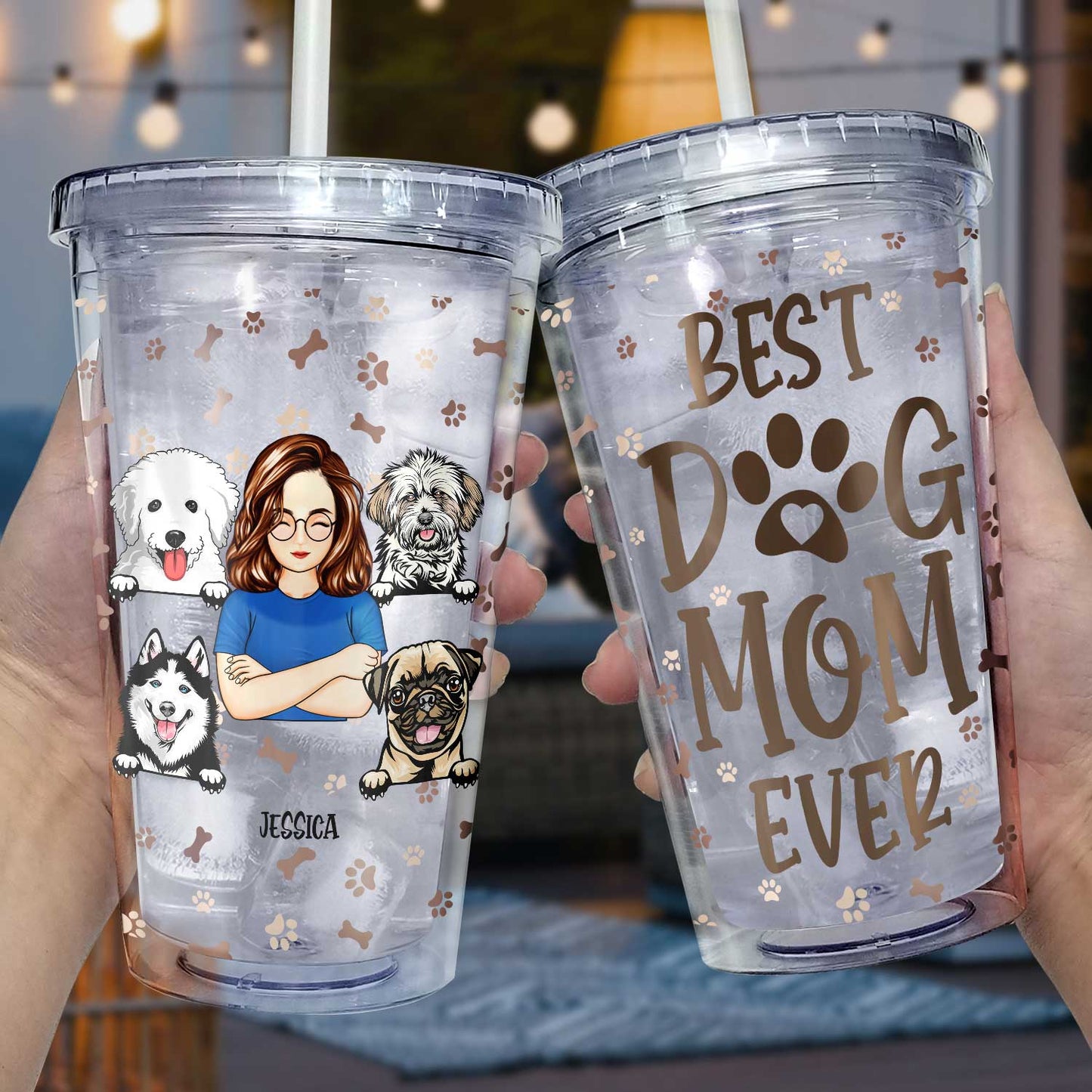 Best Dog Mom Ever - Gift For Dog Lovers - Personalized Acrylic Insulated Tumbler With Straw