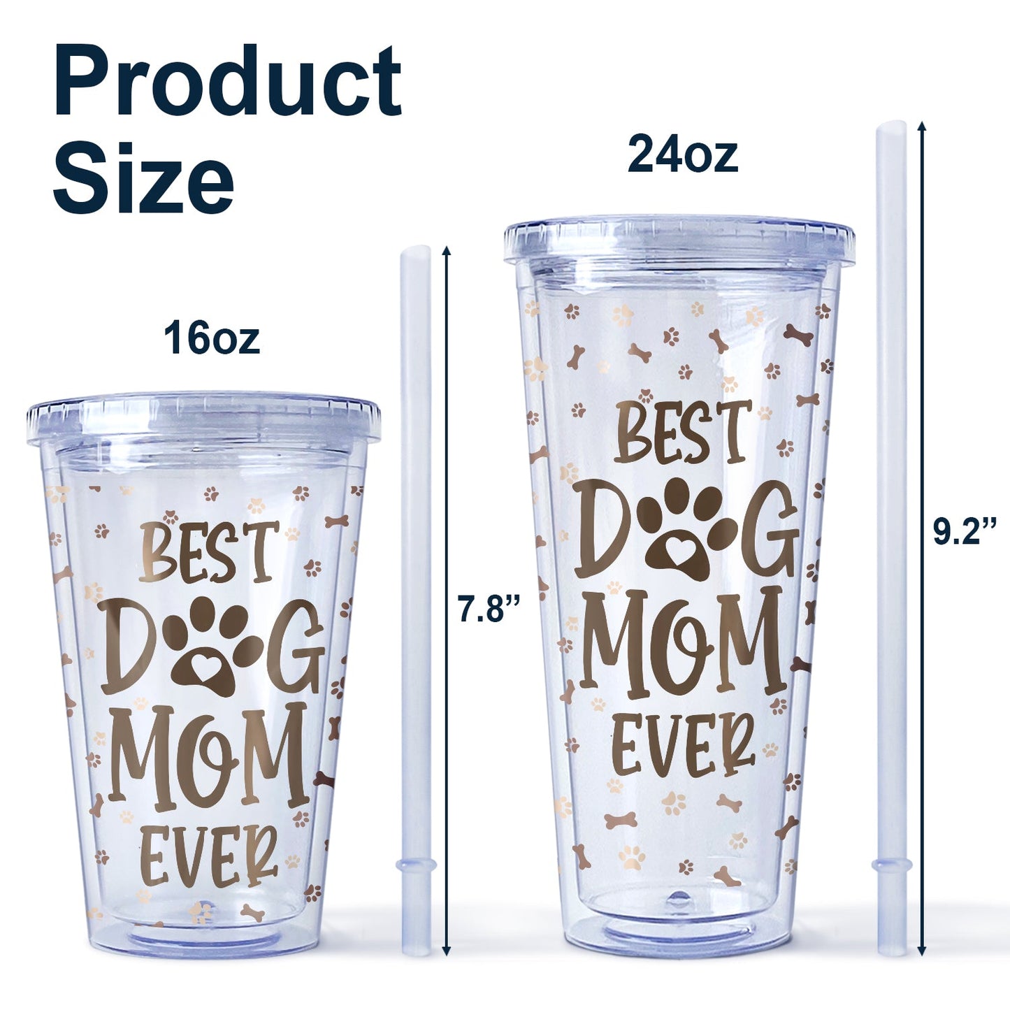 Best Dog Mom Ever - Gift For Dog Lovers - Personalized Acrylic Insulated Tumbler With Straw