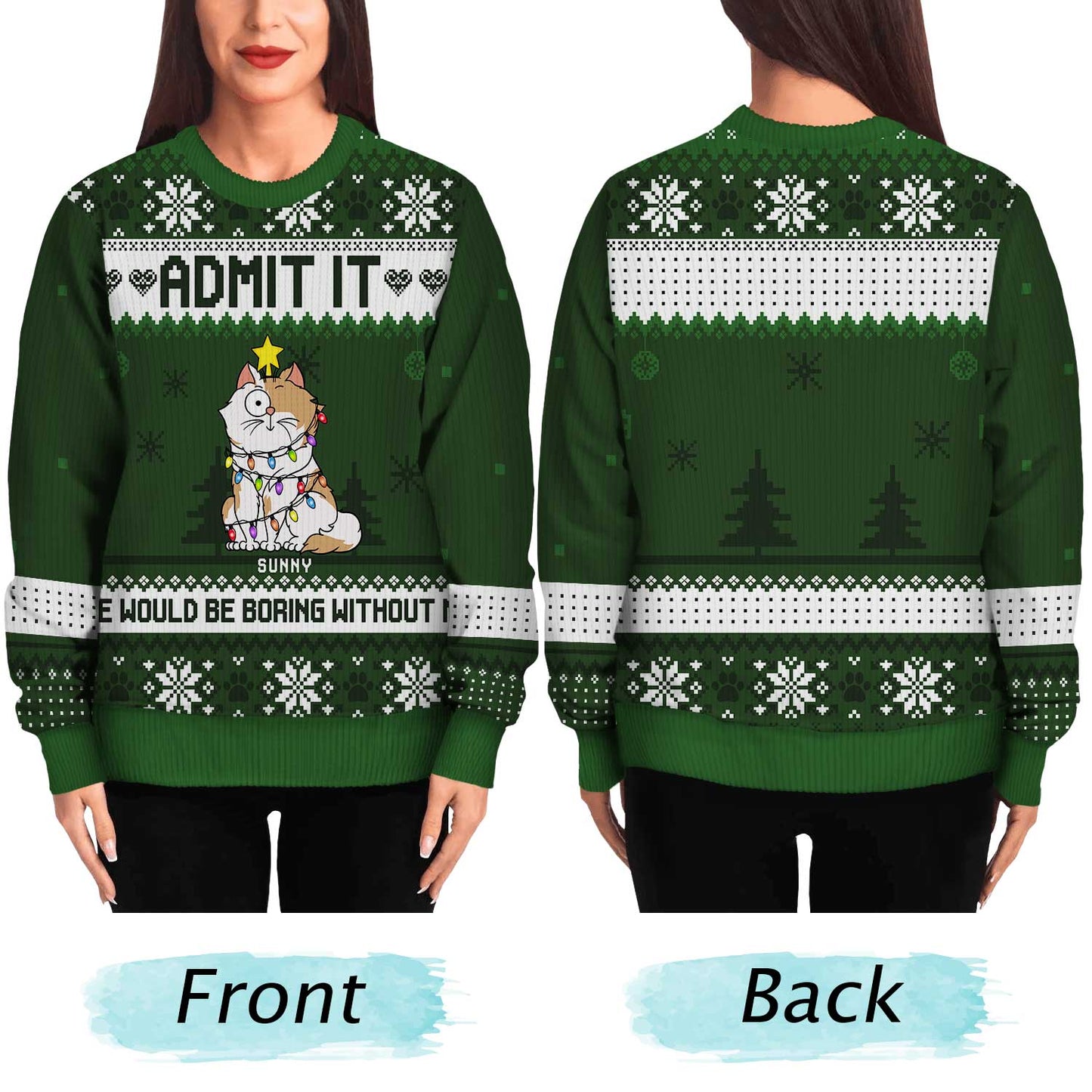 Life Would Be Boring Without Us Cartoon Cats - Christmas Gift For Cat Lovers - Personalized Unisex Ugly Sweater