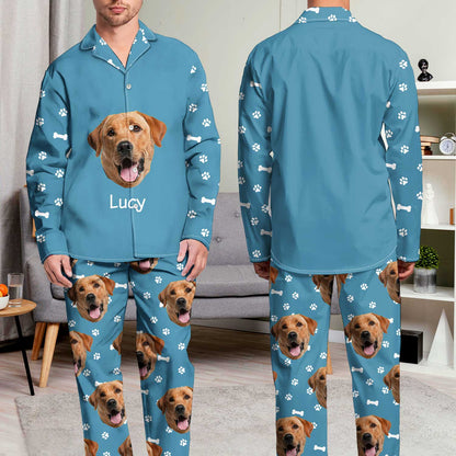 Custom Photo Pet Faces - Gift For Dog Lovers, Cat Lovers - Personalized Long Pajamas Set