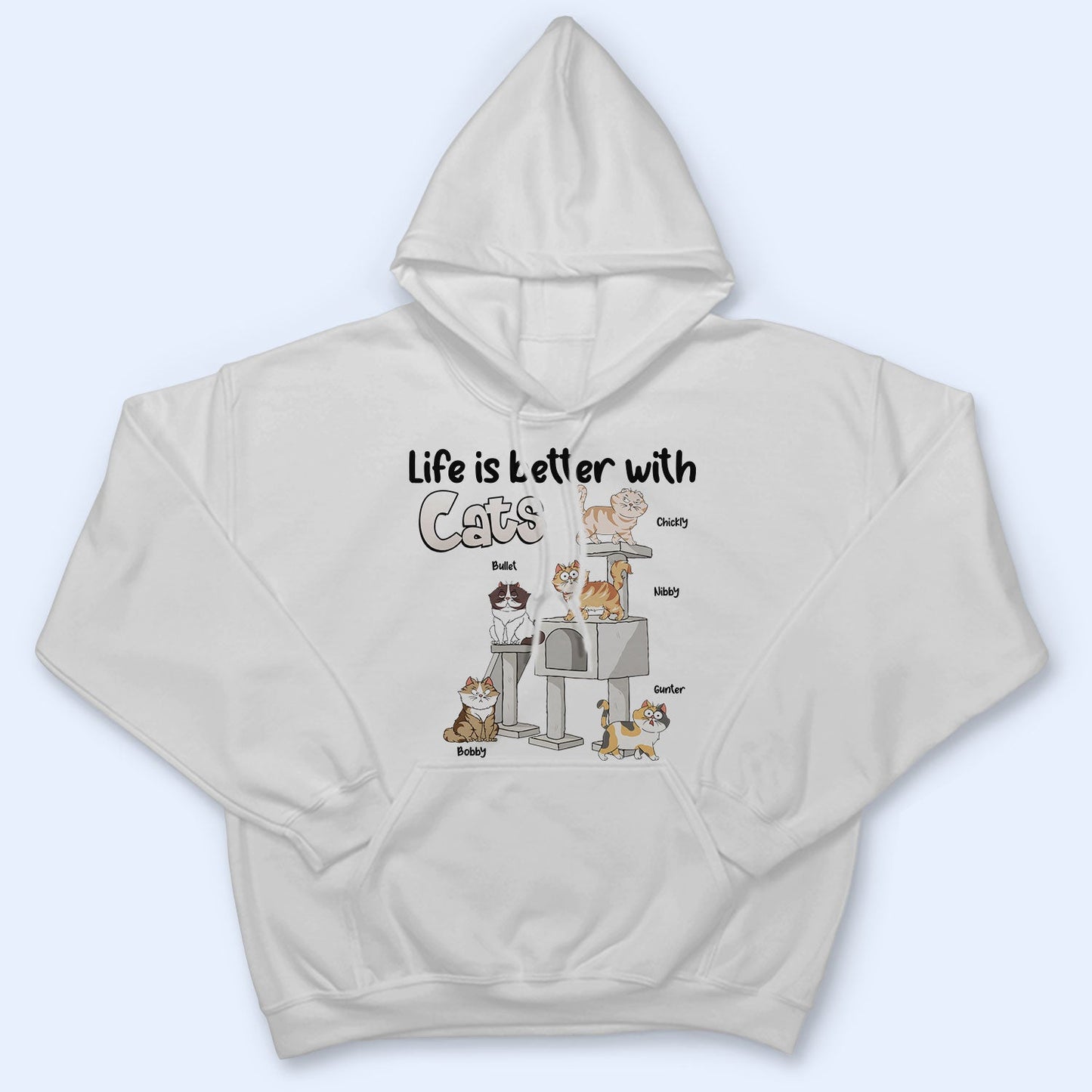 Life Is Better With Cats Funny Cartoon Style - Gift For Cat Lovers, Cat Mom, Cat Dad - Personalized T Shirt