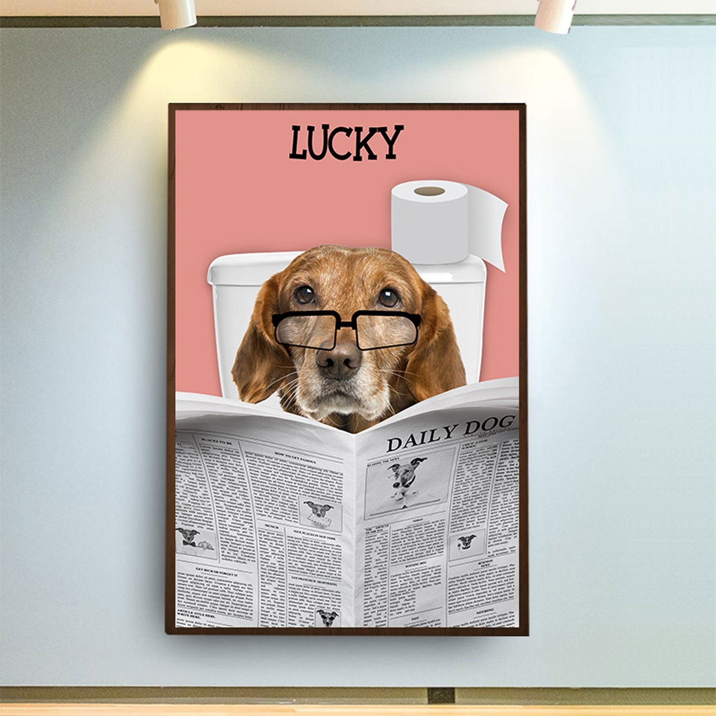 Custom Photo Dog Reading Newspaper - Funny Gift For Dog Lovers - Personalized Poster