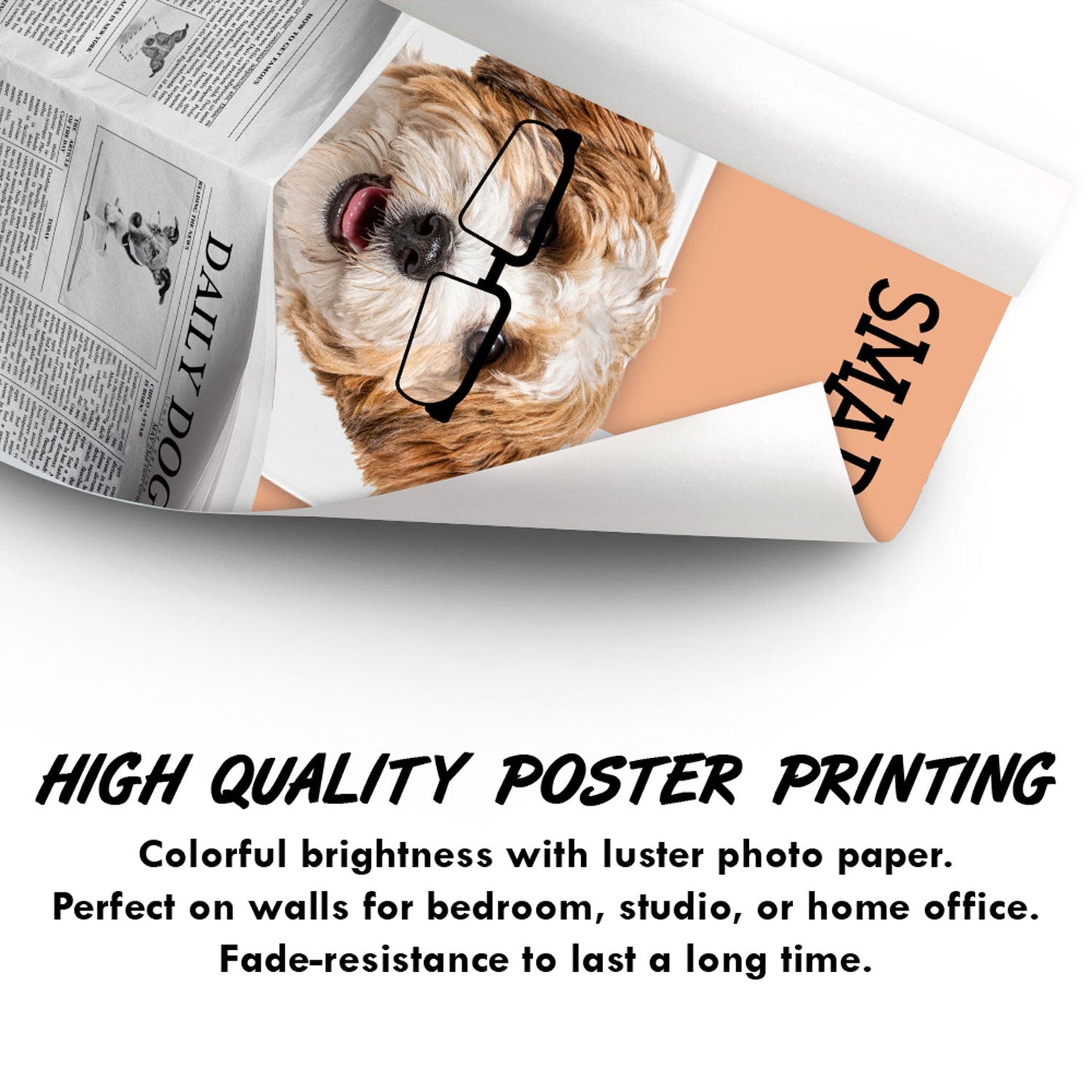 Custom Photo Dog Reading Newspaper - Funny Gift For Dog Lovers - Personalized Poster