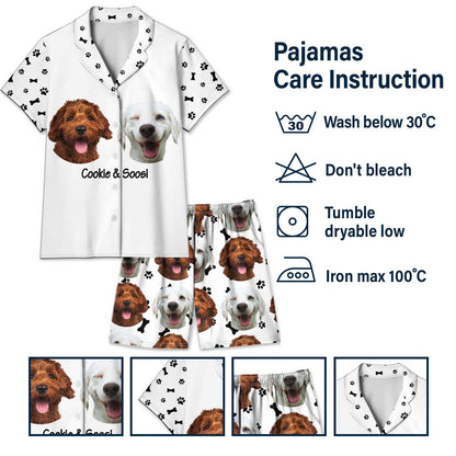 Custom Photo Pet Faces - Gift For Dog Lovers, Cat Lovers - Personalized Short Pajamas Set