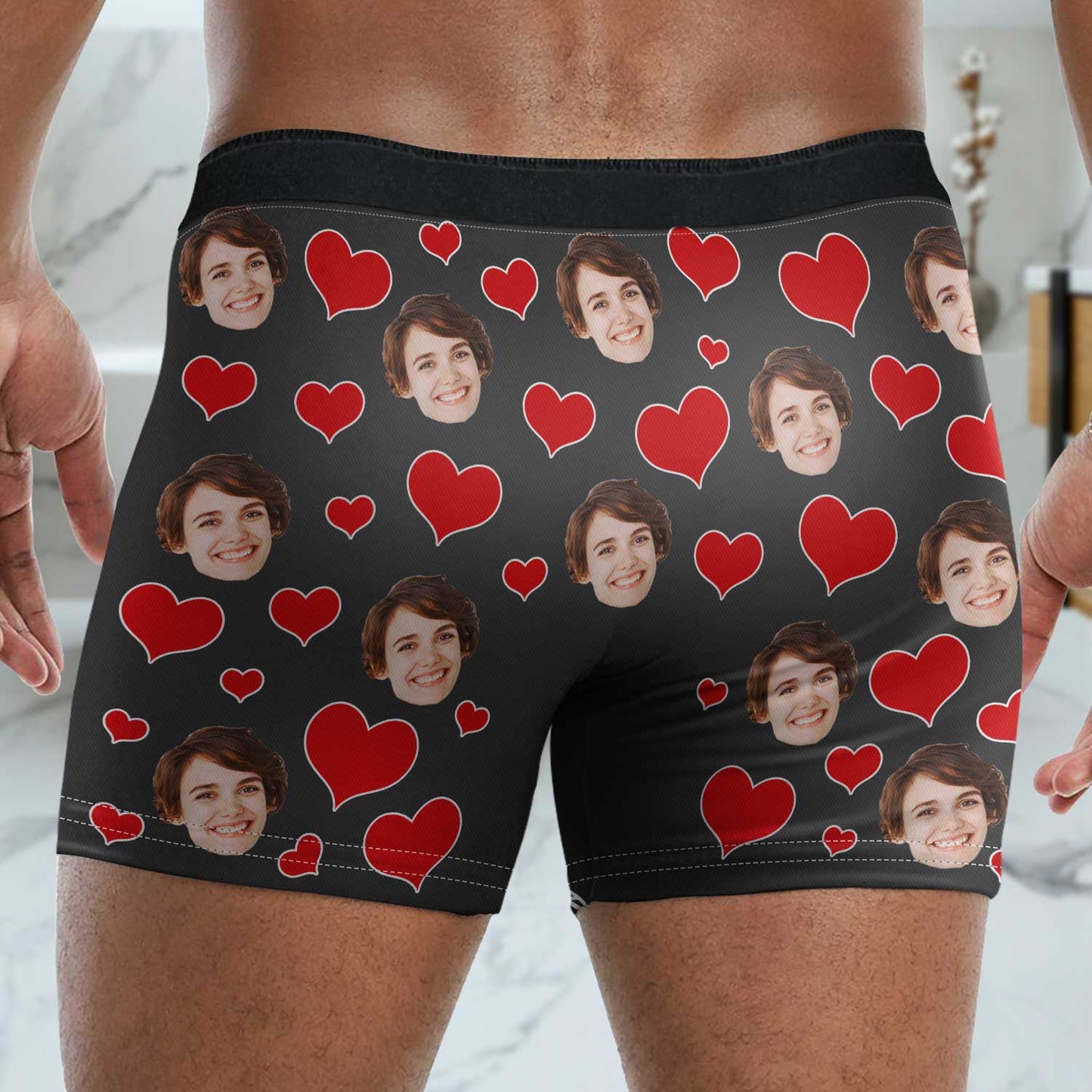 Custom Photo Wife Face Girlfriend Face - Funny Gift For Husband, Boyfriend - Personalized Men's Boxer Briefs