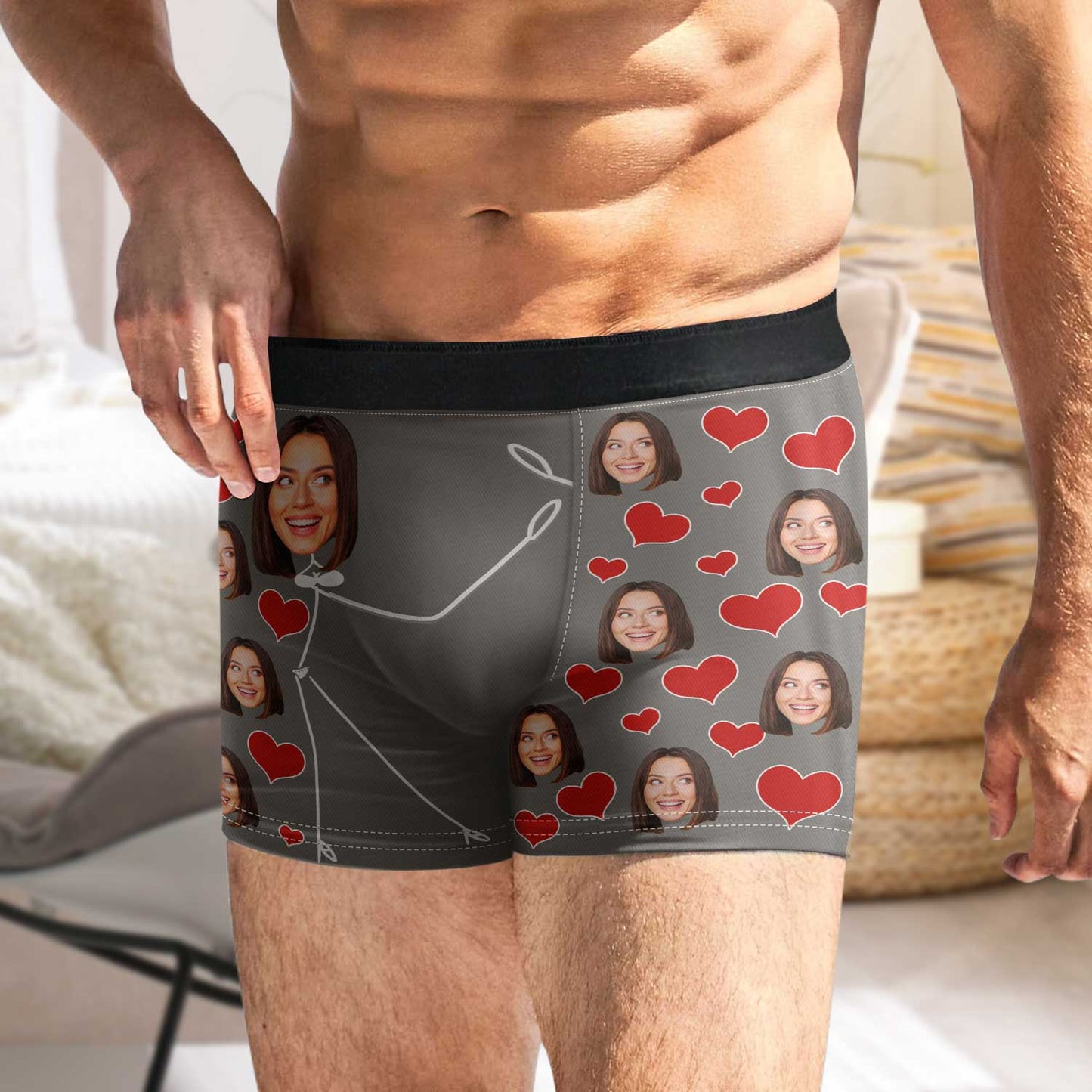 Custom Photo Wife Face Girlfriend Face - Funny Gift For Husband, Boyfriend - Personalized Men's Boxer Briefs