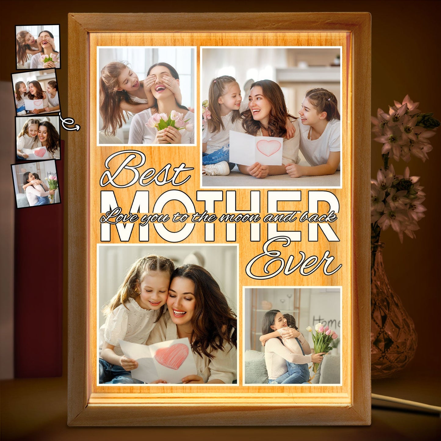 Custom Photo Your Loved Ones - Loving Gift For Mom, Mother, Dad, Father, Family, Couples, Friends - Personalized Picture Frame Light Box