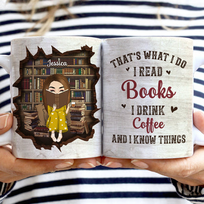 Just A Girl Who Loves Books - Gift For Book Lovers, Bookworms, Readers - Personalized White Edge-to-Edge Mug