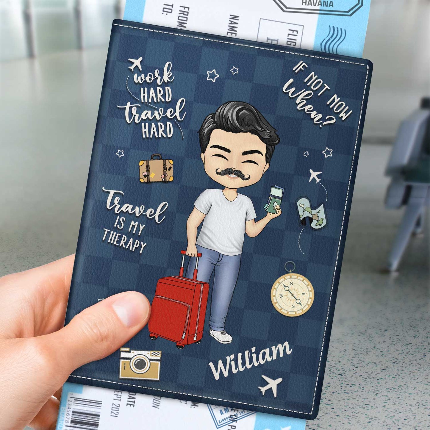 Travel Is My Therapy - Gift For Travellers, Travelling Lovers, Him, Her - Personalized Passport Cover, Passport Holder