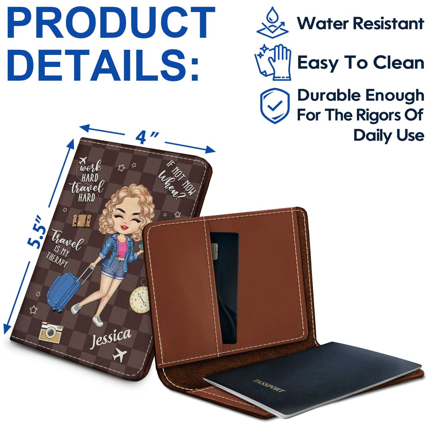 Travel Is My Therapy - Gift For Travellers, Travelling Lovers, Him, Her - Personalized Passport Cover, Passport Holder