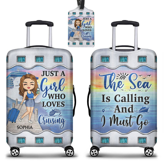 Just A Girl Boy Who Loves Cruising - Gift For Traveling Lovers - Personalized Combo Luggage Cover And Luggage Tag