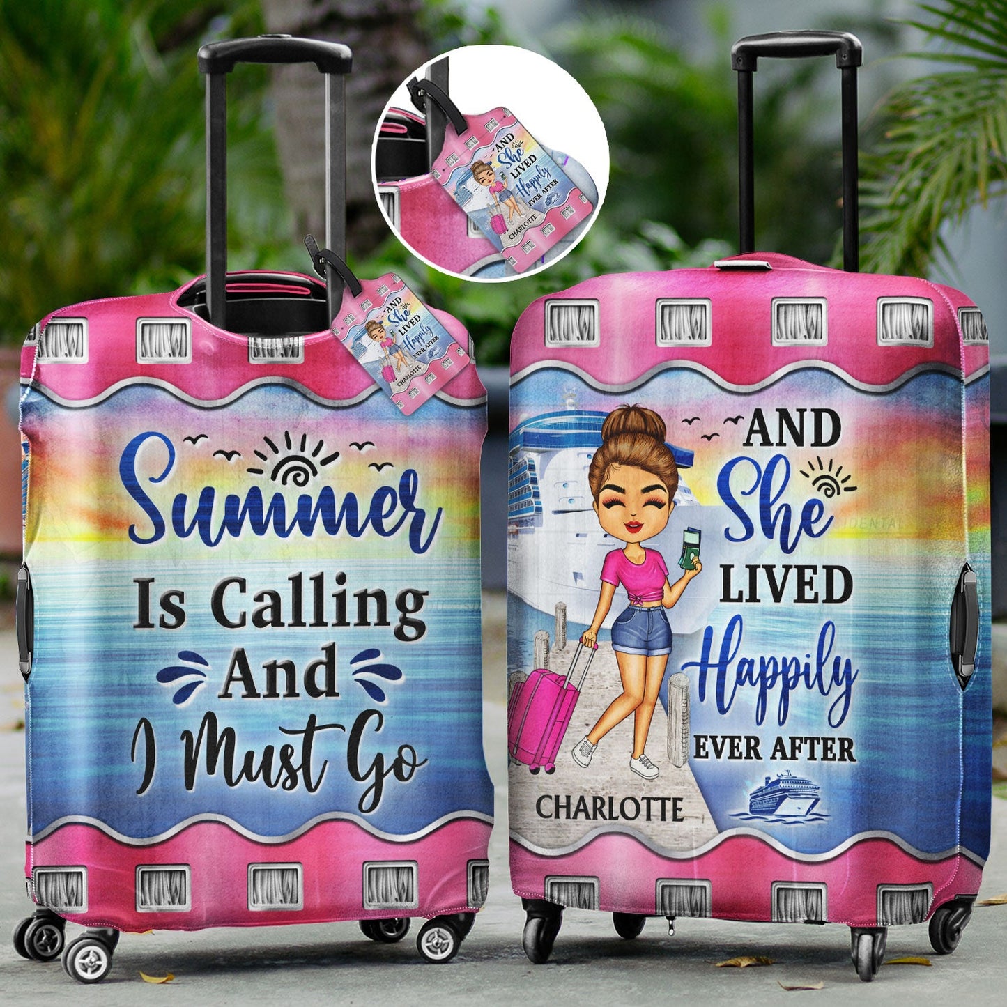 Just A Girl Boy Who Loves Cruising - Gift For Traveling Lovers - Personalized Combo Luggage Cover And Luggage Tag