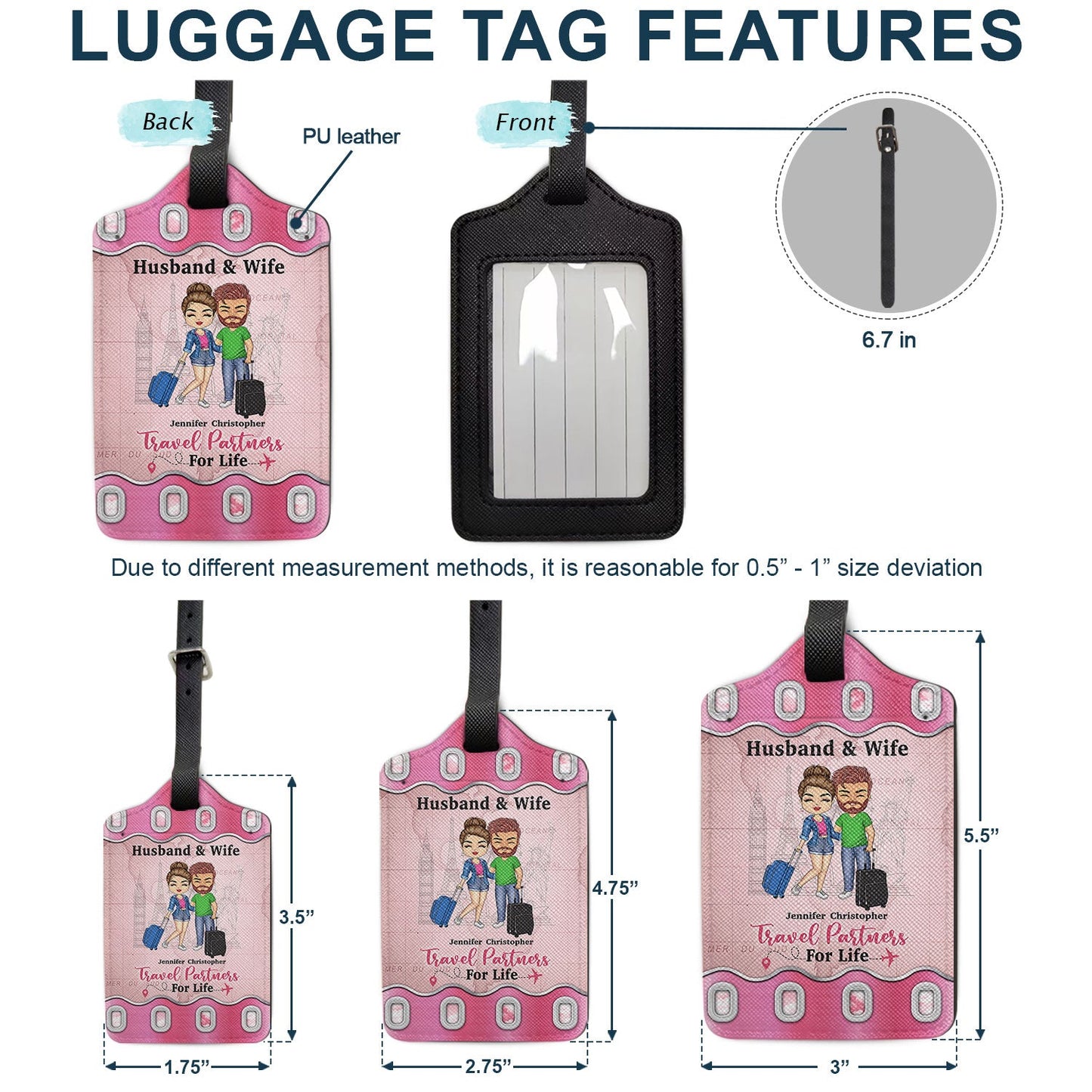 Husband & Wife Travel Partners For Life - Traveling Gift For Couples - Personalized Combo Luggage Cover And Luggage Tag