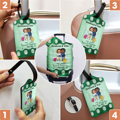 Husband & Wife Travel Partners For Life - Traveling Gift For Couples - Personalized Combo Luggage Cover And Luggage Tag