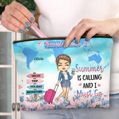 Travel Queen Living My Best Life - Gift For Travel Lovers, Travelers - Personalized Cosmetic Bag