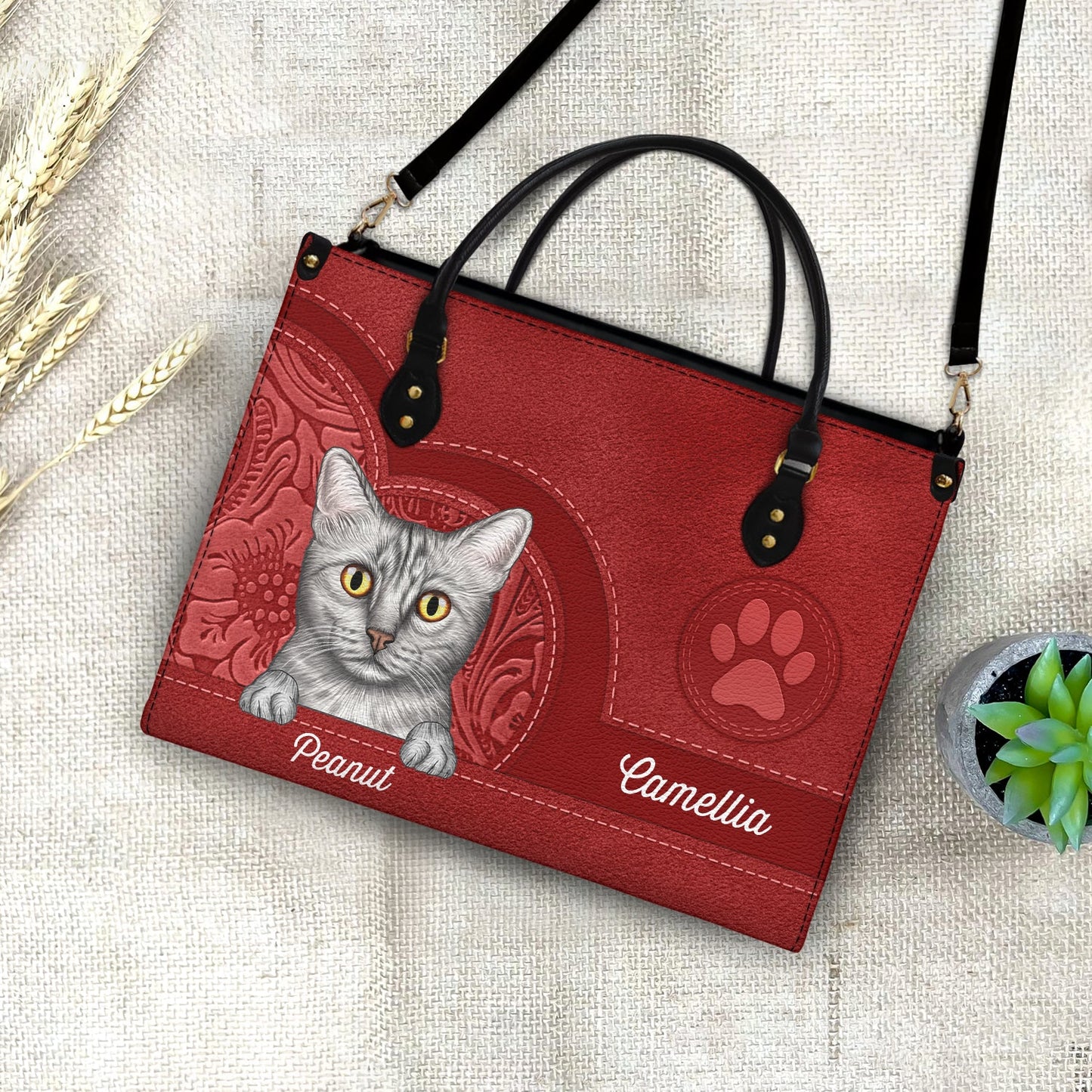 Cute Dogs And Cats Aesthetic Pattern - Birthday, Loving Gift For Pet Lovers, Dog Mom, Cat Mom - Personalized Leather Bag