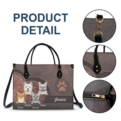 Cute Dogs And Cats Aesthetic Pattern - Birthday, Loving Gift For Pet Lovers, Dog Mom, Cat Mom - Personalized Leather Bag