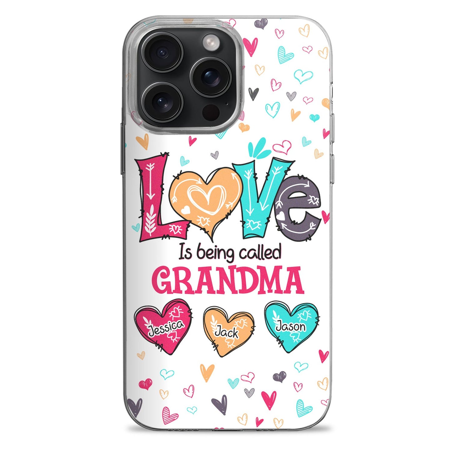 Lovely Hearts Grandma Mom Kids - Birthday, Loving Gift For Mother, Grandmother - Personalized Clear Phone Case