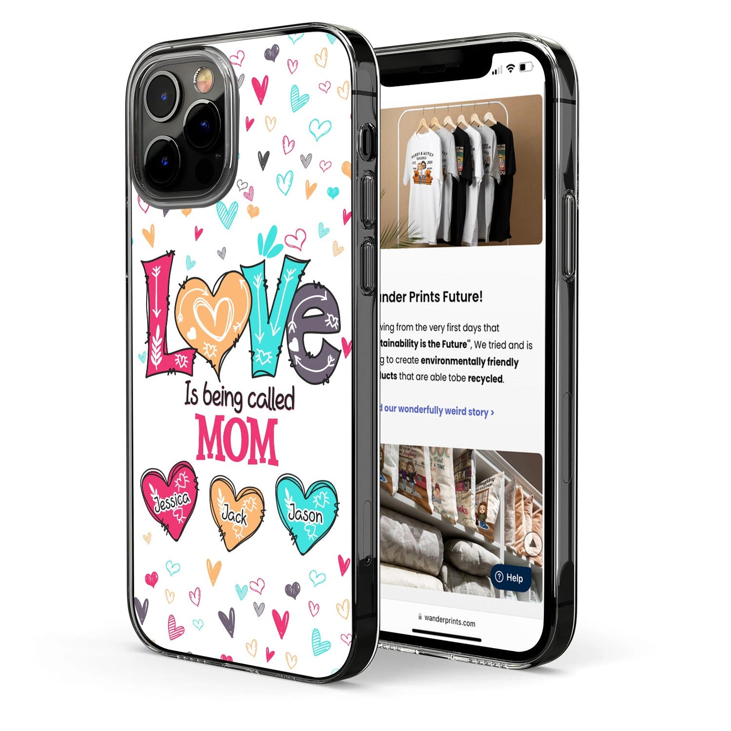 Lovely Hearts Grandma Mom Kids - Birthday, Loving Gift For Mother, Grandmother - Personalized Clear Phone Case