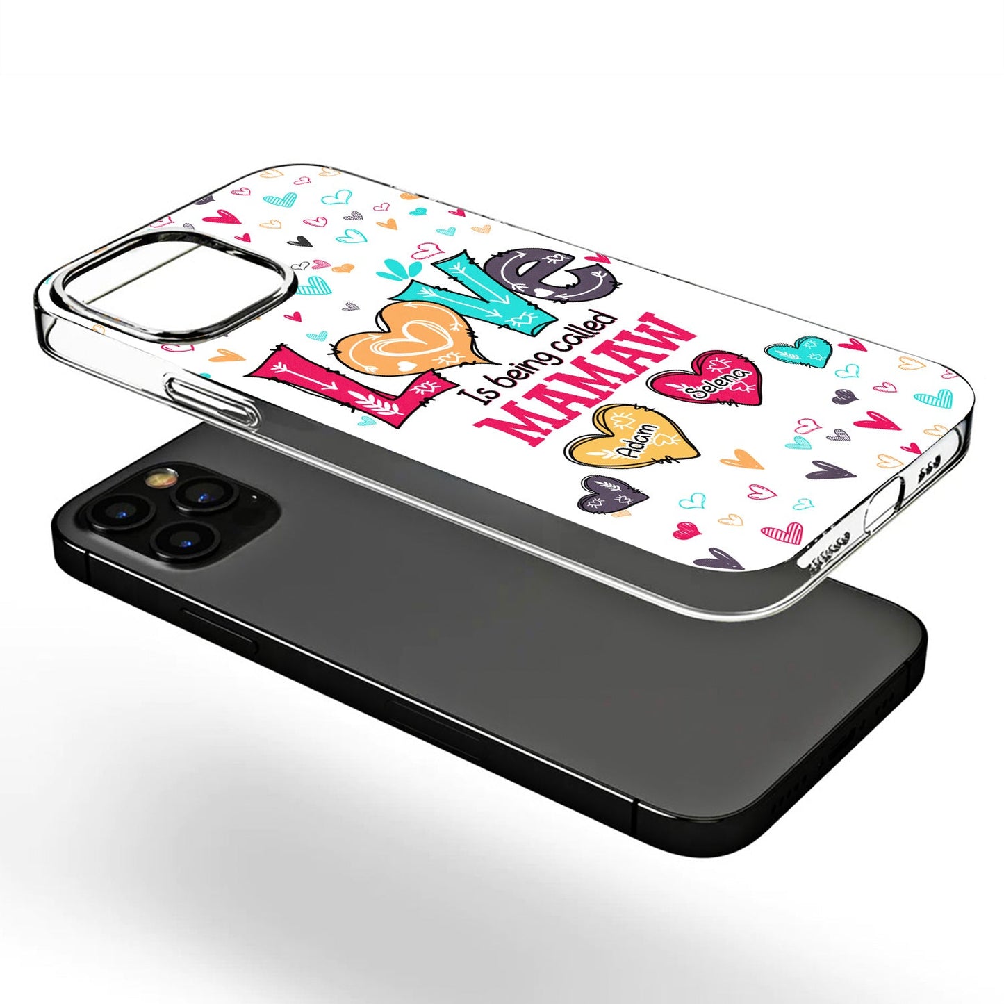 Lovely Hearts Grandma Mom Kids - Birthday, Loving Gift For Mother, Grandmother - Personalized Clear Phone Case