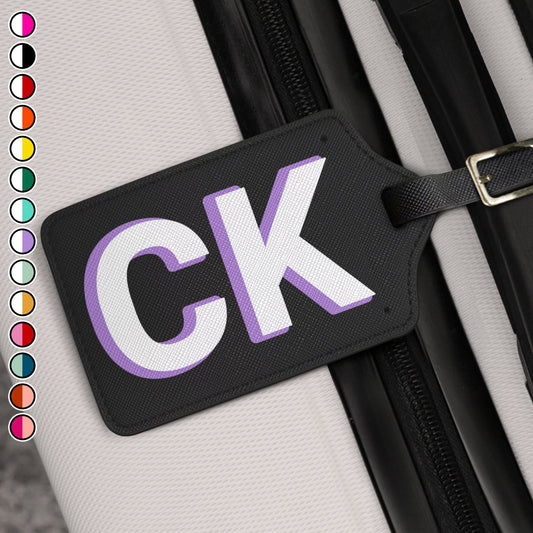 Shadow Monogram Name Tag - Gift For Traveling Lovers, Travelers - Personalized Luggage Tag