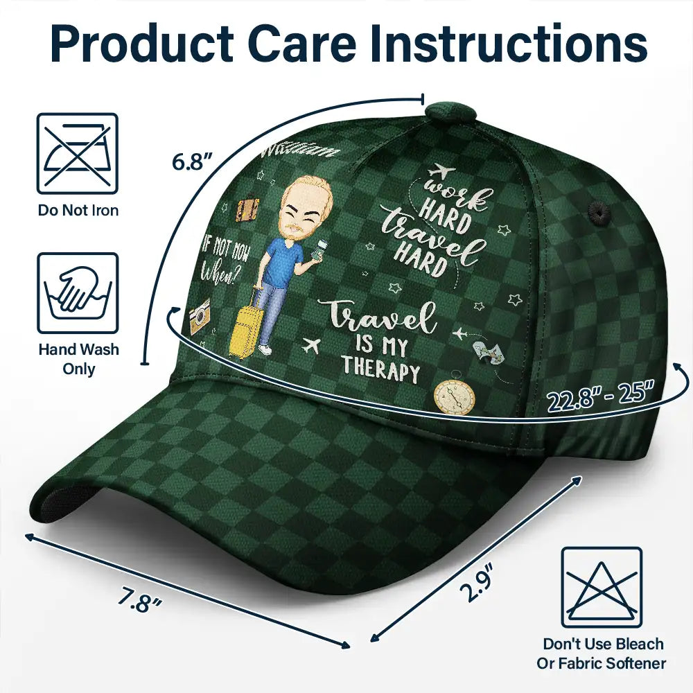 Travel Is My Therapy - Personalized Classic Cap