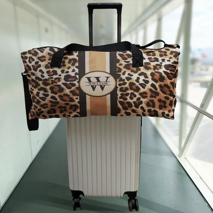 Letter Monogram Leopard Pattern - Personalized Duffle Bag